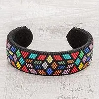 Free Delivery Rainbow GeometryColorful Geometric Glass Beaded Cuff Bracelet