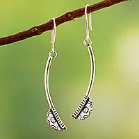 Radiant ReliefModern Peruvian Moche Culture Silver Dangle Earrings Cheap