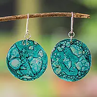 Turquoise NightEco-Friendly Turquoise Round Recycled CD Dangle Earrings Sale