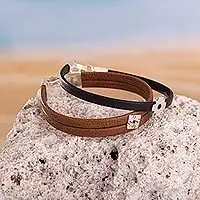 Get Yours Universal ChakanaLight and Dark Brown Wristbands with Sterling Silver (Pair)
