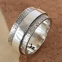 United As OneModern Handmade Textured Silver Ring from Mexico Reduced Price