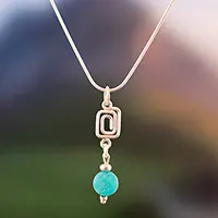 Allure of the SeaSpiral-Themed Amazonite Sterling Silver Pendant Necklace Crafted
