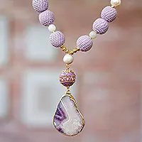 Save Now Lavender Illusions24k Gold-Accented Purple and White Multi-Gemstone Necklace