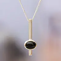 While Supplies Last Enigmatic TomorrowModern Natural Obsidian and Sterling Silver Pendant Necklace