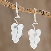 Twisting LeavesSterling Silver Leaf Drop Earrings from Costa Rica Free Returns