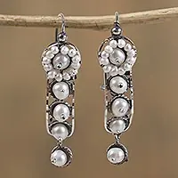 White BeautyWhite Cultured Pearl Dangle Earrings from Mexico Hassle-Free Returns