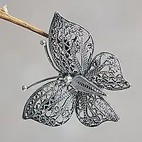 Aged Catacaos ButterflyFiligree Butterfly Brooch Pin in Aged Sterling Silver Bulk Order