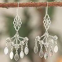 Professional Grade Daisy FantasiaDaisy Motif Sterling Silver Chandelier Earrings