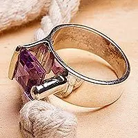 Reduced Price Amethyst LockAmethyst and Sterling Silver Cocktail Ring From Taxco Mexico