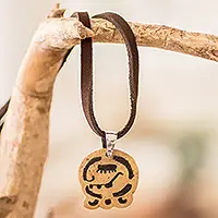 Don’t Miss Out Inner RebirthCoconut Shell and Lava Stone Kame Sign Pendant Necklace