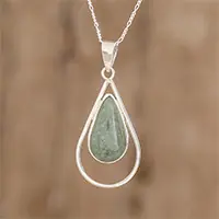 Apple Green Usumacinta DropTeardrop Apple Green Jade Pendant Necklace from Guatemala Instant Buy