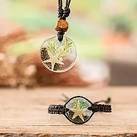 Sea CelebritySet of Resin Starfish-Themed Necklace and Macrame Bracelet Cheap