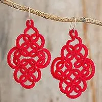 Passion For HistoryHand-Tatted Dangle Earrings in Poppy from Guatemala Place Order