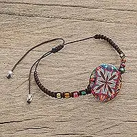 Vibrant KaleidoscopeMulticolored Glass Beaded Macrame Pendant Bracelet Top Pick