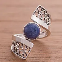 Shop Now Cosmic Twist in BlueSodalite and Sterling Silver Filigree Band Cocktail Ring