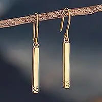 Clearance Golden Fracture18K Gold Plated Rectangle Dangle Earrings From Peru