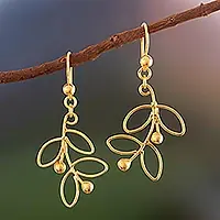 Buy Today Airy LeavesLeafy 18k Gold Plated Sterling Silver Dangle Earrings