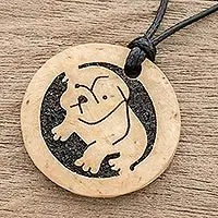 Exclusive Offer BulldogCoconut Shell and Lava Stone Bulldog Pendant Necklace