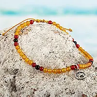 Bohemian WarmthHandmade Agate and Onyx Beaded Charm Anklet with Sun Charm Trending