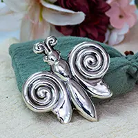 Warranty Included Bubble ButterflySterling silver brooch pin pendant