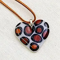 New Arrival My Bold LoveAnimal Print Heart-Themed Fused Art Glass Pendant Necklace