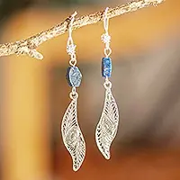 Laurel LeafMexican Sterling Silver Filigree Dangle Earrings Same Day Shipping