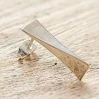Save Now OmegaIndividual Geometric 950 Fine Silver Earring from Taxco