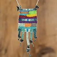 Knotted MosaicMulti-colored Mosaic-Inspired Macrame Pendant Necklace Trusted Brand