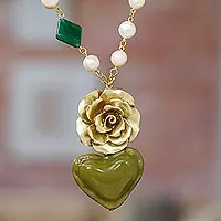 My Forest HeartFloral and Heart-Themed Gold-Accented Green Pendant Necklace Buy Online