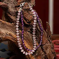 Bold ColorsAmethyst and Rose Quartz Double Strand Bracelet Brand New