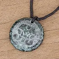 B'atz MedallionJade Pendant Necklace of Mayan Spirit B'atz from Guatemala Warranty Included