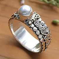 Swirling SerenityCultured Pearl Single-Stone Ring from Indonesia Worldwide Shipping