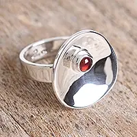 Weekend Sale Parabolic FormModern Garnet Cocktail Ring from Mexico