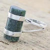 Sweet MayaArtisan Crafted Sterling Silver and Jade Cocktail Ring Weekend Sale