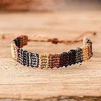 Earth LinksHandwoven Adjustable Earthy-Toned Macrame Wristband Bracelet Premium