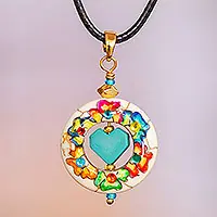 Love WreathHowlite Pendant Necklace with Heart-Shaped Hematite Stone One Day Deal