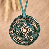 Fast Shipping Mystic WhirlClassic Handcrafted Blue and Green Ceramic Pendant Necklace