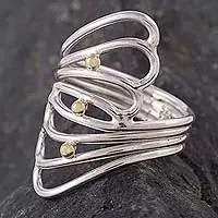 Viral Lyrical Queen18k Gold Accent Sterling Silver Cocktail Ring from Peru