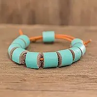 Time-Limited Seafoam CylindersCosta Rica Handmade Eco Friendly Blue Leather Bracelet