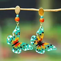 Last Chance Butterfly WhispersButterfly-Themed Hand-Painted Natural Agate Dangle Earrings