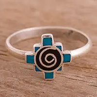 Chakana SwirlOnyx and Chrysocolla Chakana Cocktail Ring from Peru Markdown