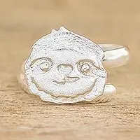 Adorable SlothSterling Silver Cocktail Ring with Sloth Face Limited Edition