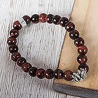 Red Succulent AgaveTaxco Red Tiger's Eye Beaded Stretch Bracelet from Mexico No Minimum Order