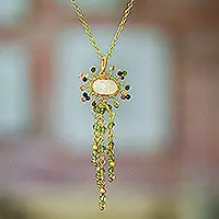 Absolute HarmonyGold-Accented Quartz Tourmaline and Peridot Pendant Necklace Budget