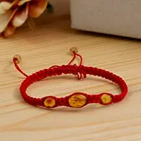 Amber PassionRed Nylon Braided Bracelet with Amber Beads from Mexico Popular