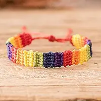 Budget Rainbow LinksHandwoven Adjustable Rainbow Macrame Wristband Bracelet