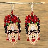 Price Drop Immortal FridaHandcrafted Frida Kahlo Huichol Earrings in Beadwork