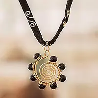 Markdown Glamor by NightPendant Necklace with Onyx Stones and Twisted Wire Accents