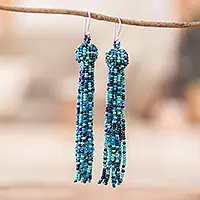 Best Choice Fiesta in AquaAqua & Blue Glass Beaded Waterfall Earrings with Silver Hook