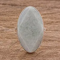 Green Maya MystiqueSterling Silver and Light Green Jade Cocktail Ring Budget
